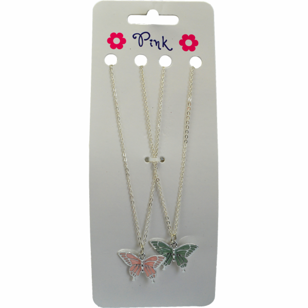 Náhrdelník s kovovým motýlkem 2ks