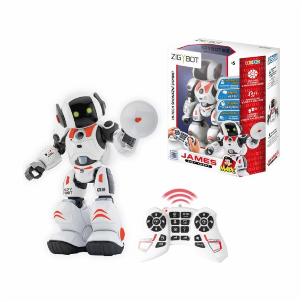 Robot MaDe Zigybot James, špion, programovací, 20 funkcí,...