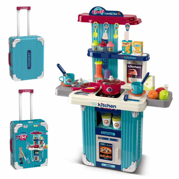 2v1 Kufr a kuchyň s příslušenstvím - modrá