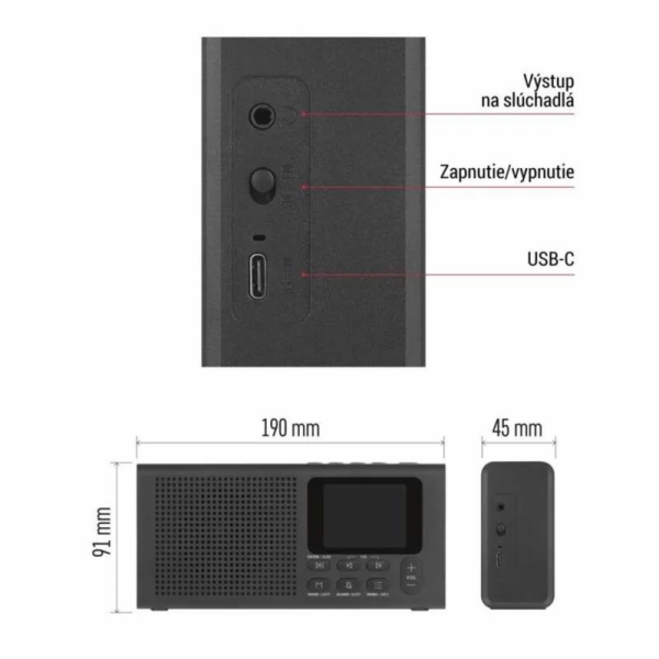 EMOS P-600B, DAB FM BLUETOOTH RÁDIO ČERNÁ