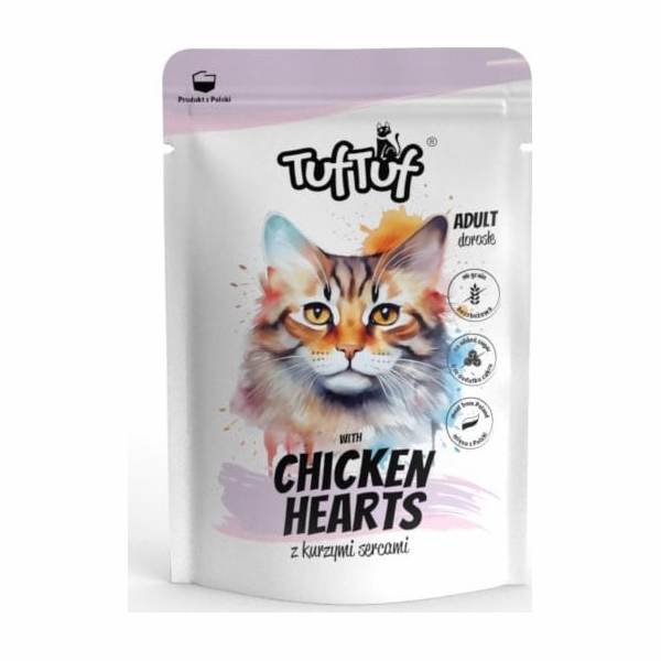 TUF TUF with chicken hearts - mokré krmivo pro kočky - 100g