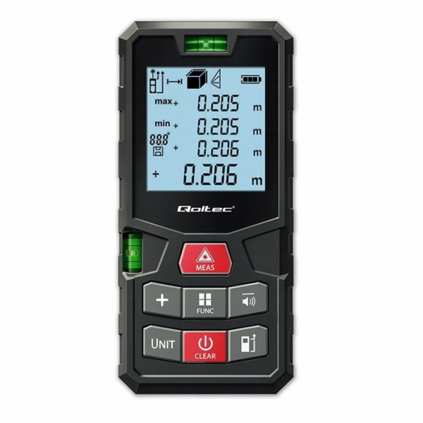 Qoltec Digitální laserový dálkoměr s vodováhou | podsvíce...