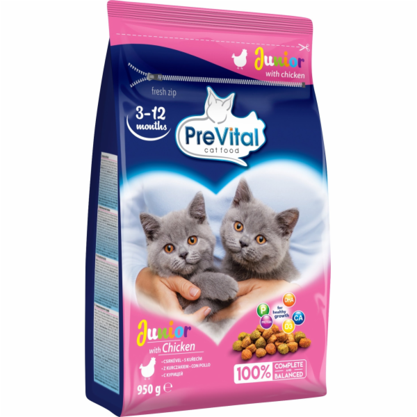 PREVITAL Junior Chicken - suché krmivo pro kočky - 950g