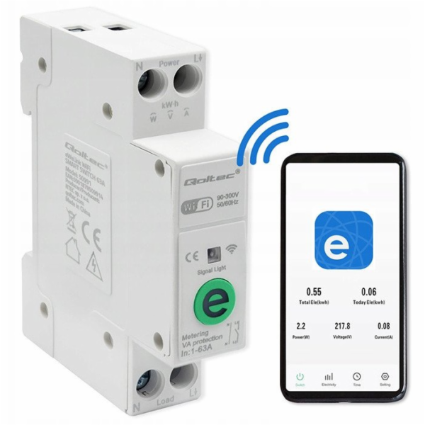 Qoltec Relé na DIN lištu 63A s elektroměrem | eWeLink od ...
