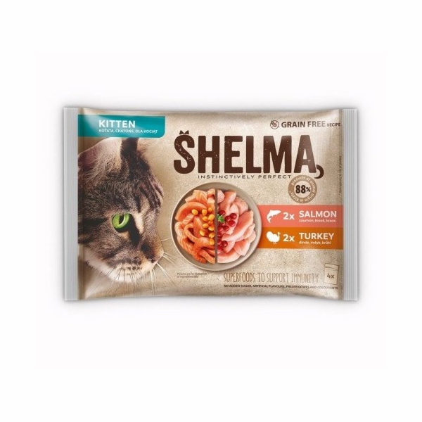 SHELMA Kitten with salmon and turkey in sauce - mokré krm...