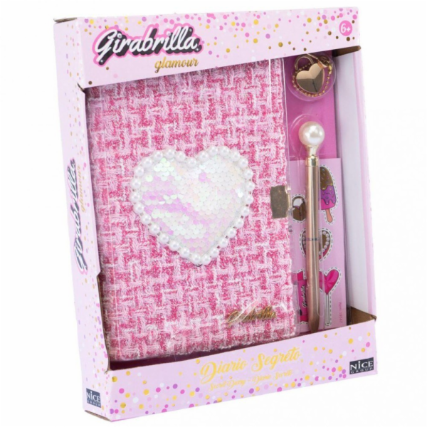 Nice Tvídový diář s flitrovým srdíčkem