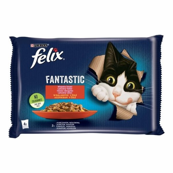 Felix Fantastic v želé Hovězí s kuřecím masem 340 g (4 x ...