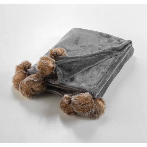 Douceur d`Interieur Měkká kožešinová deka SNOWY s bambulk...