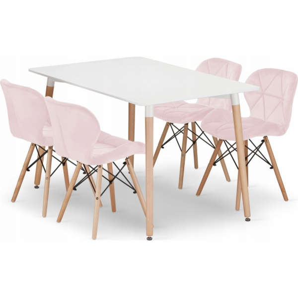 Leobert Sada obdélníkového stolu ADRIA 120x80 bílý + 4 ži...