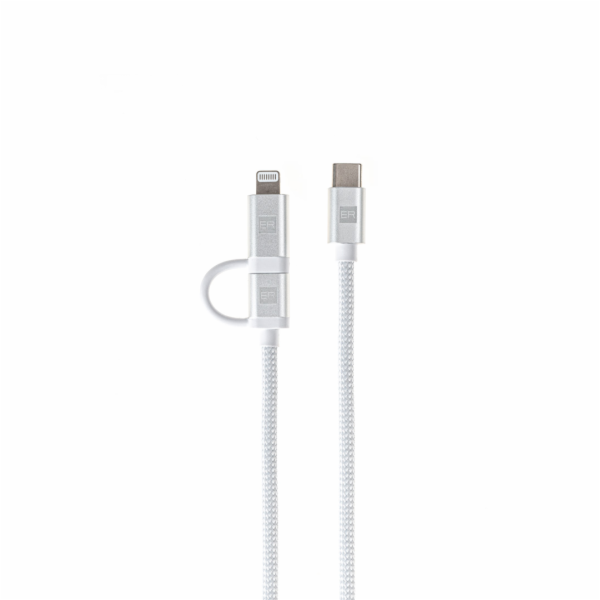 ER POWER Dual Cable USB-C C/L Mfi 100cm white