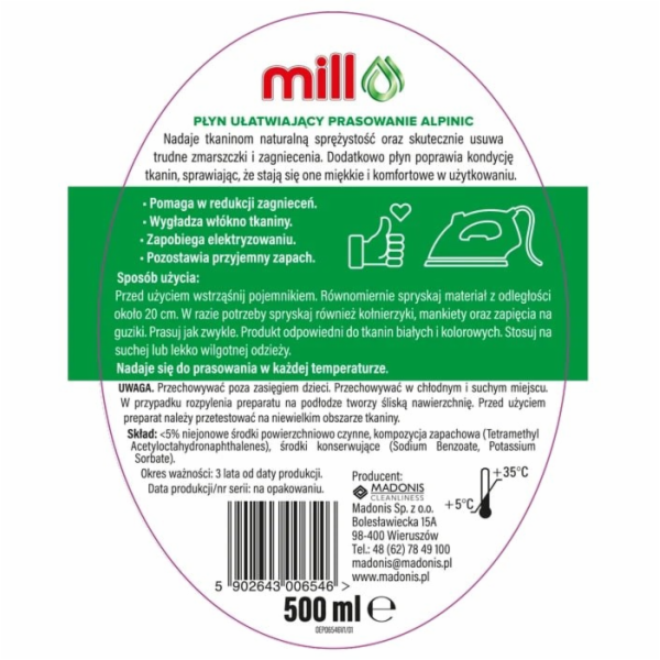 Žehlicí tekutina Mill ALPINIC 500 ml