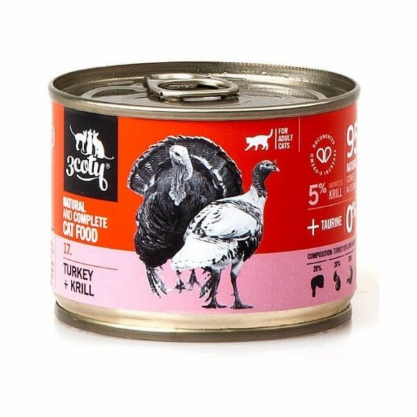 3COTY 17. Turkey and krill - mokré krmivo pro kočky - 180g