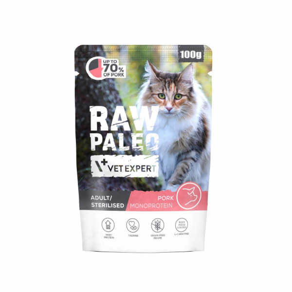VetExpert Raw Paleo Adult Sterilised Pork - mokré krmivo ...