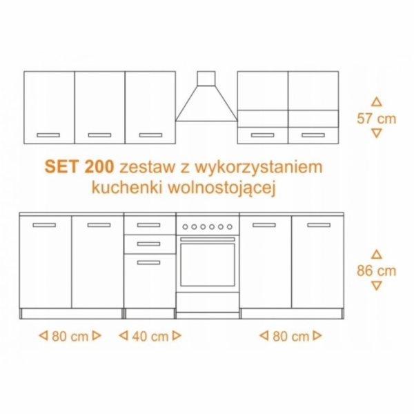 Topeshop KUCHNIA SET 200 BIEL sestava nábytku do kuchyně/...