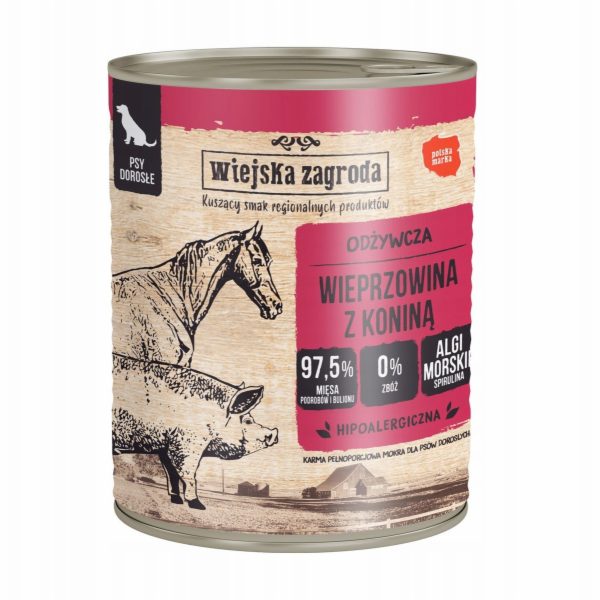 WIEJSKA ZAGRODA Pork with horse - vlhké krmivo pro psy - ...