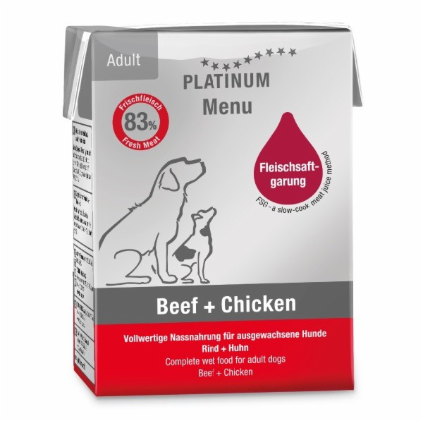PLATINUM Menu Adult Beef+Chicken - vlhké krmivo pro psy -...