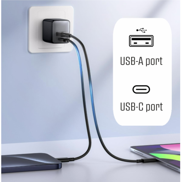 Adaptér USB iPEAX GaN USB/USB-C 90010126 Black
