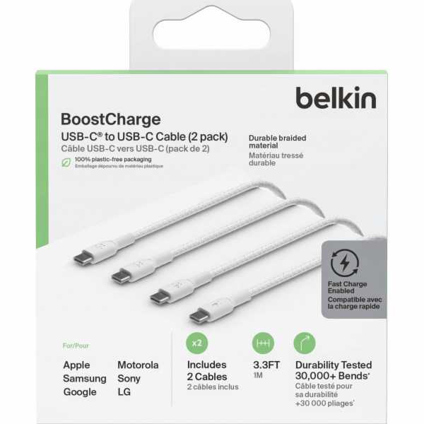 Belkin Kabel USB-C - USB-C, 1 m, bílý (CAB003BT1MWH2PK)
