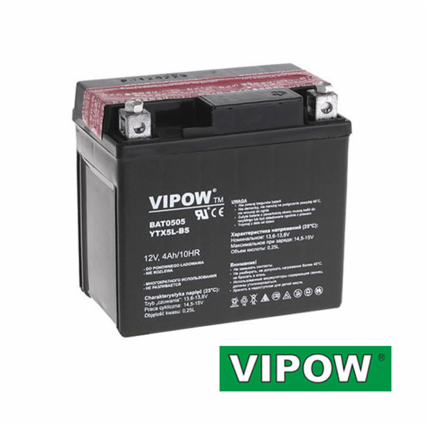Vipow Baterie typu MC pro motocykly 12 V 4 Ah