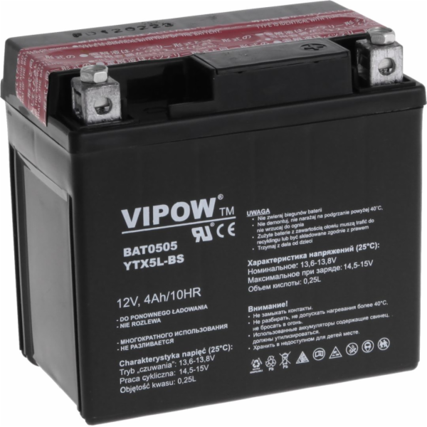 Vipow Baterie typu MC pro motocykly 12 V 4 Ah