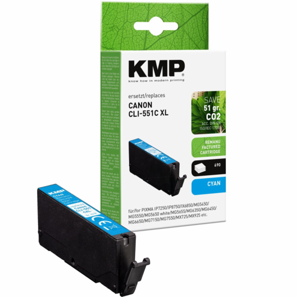 KMP Tinte cyan ersetzt Canon CLI-551 C XL 6444B001