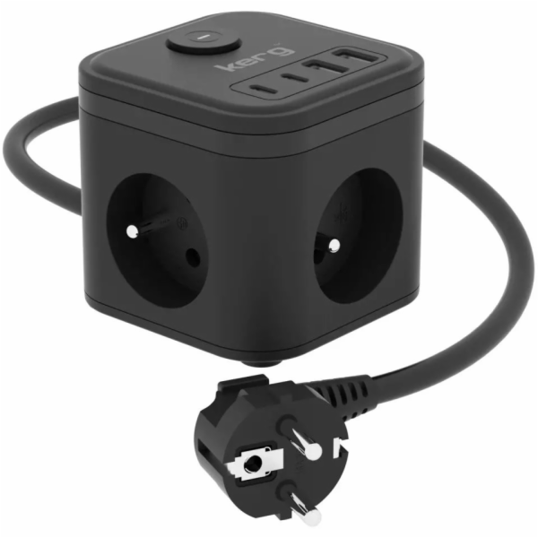 KERG SMART – 3-ZÁSUVKOVÁ NAPÁJECÍ KOSTKA + NABÍJEČKA USB-...