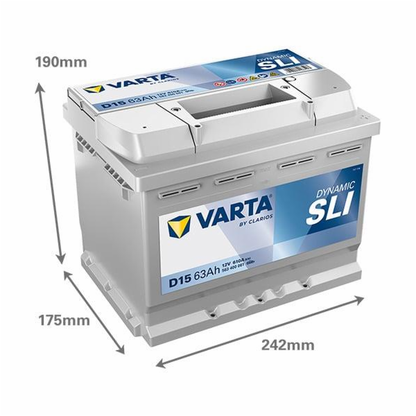 Baterie Varta SD D15, 63 Ah, 610 A, 12 V