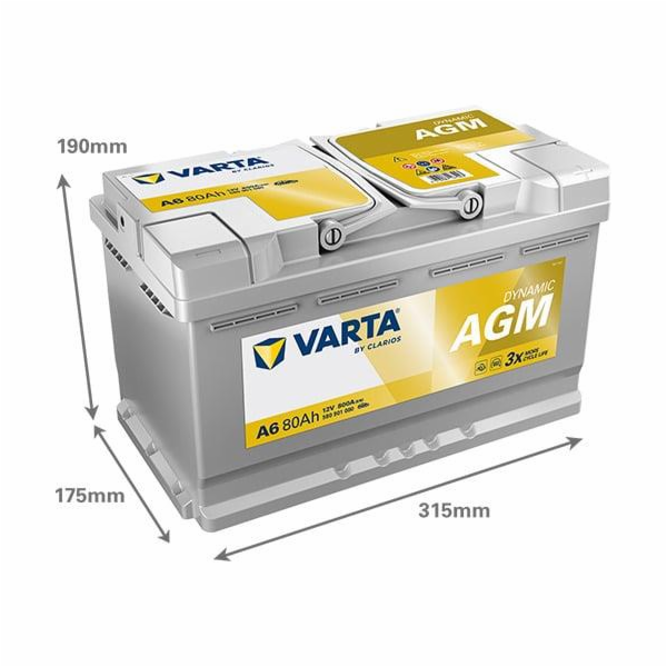 VARTA Startovací baterie SILVER dynamic AGM VT A6 80AH/800A