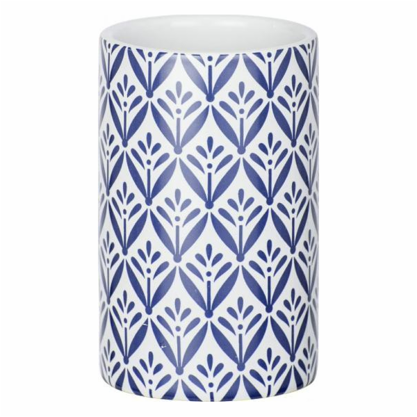 Wenko Keramický koupelnový hrnek Lorca 11 cm bílý/modrý