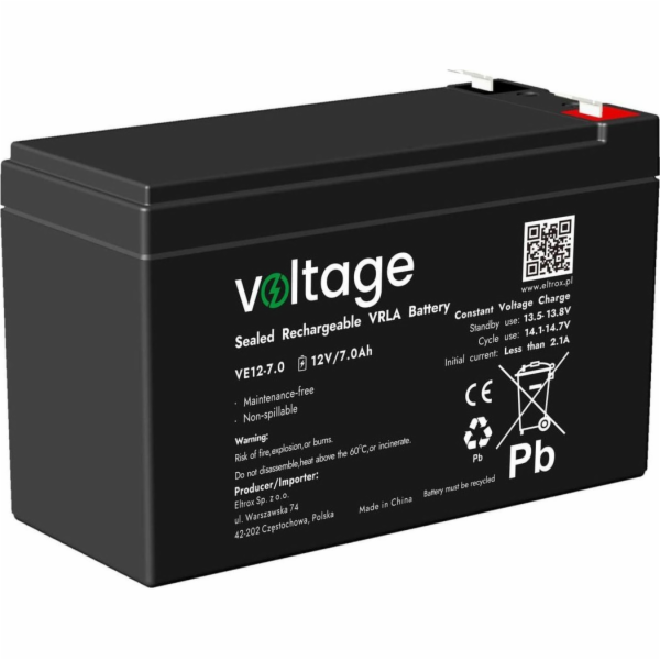 voltage&nbsp;napětí&nbsp;AGM&nbsp;Napětí&nbsp;baterie&nbsp;12V&nbsp;7,0Ah&nbsp;VE12-7,0