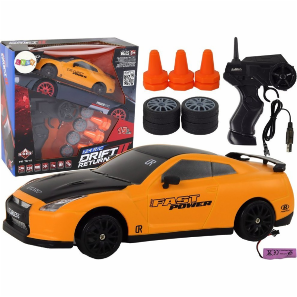 LeanToys Dálkově ovládané sportovní auto R/C 1:24 žlutá s...