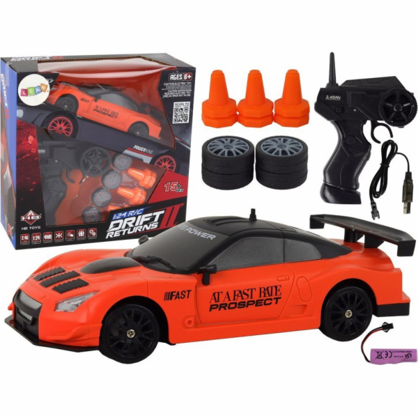 LeanToys Dálkově ovládané sportovní auto R/C 1:24 oranžov...