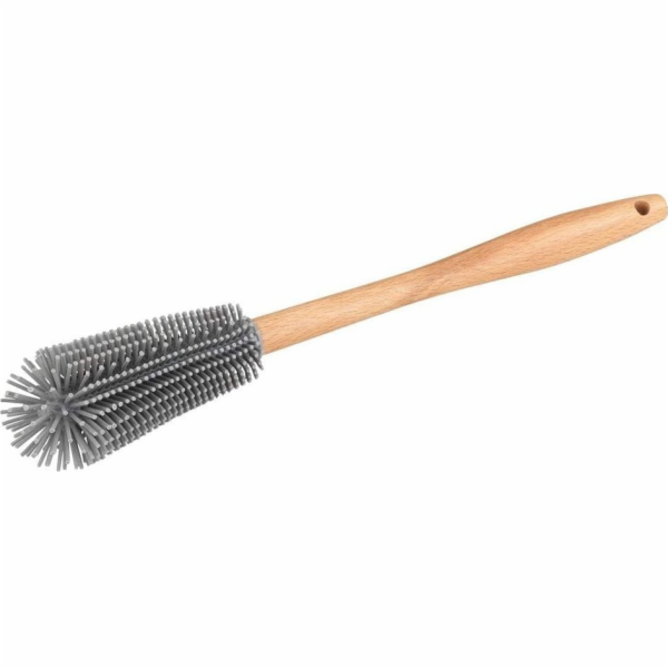 Wenko kartáč na lahve 30 cm dřevo/přírodní silikon/šedá