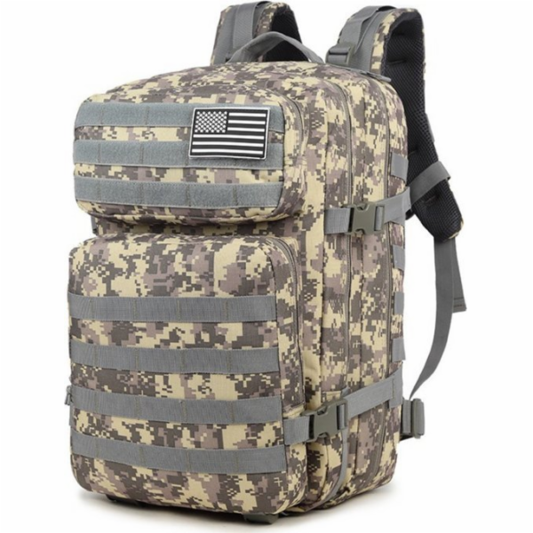 LeanToys Vojenský batoh taktický, šedý, 40-60 l