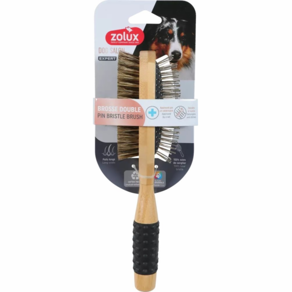 Zolux ZOLUX Dvojitý dřevěný kartáč pro psy PSÍ SALON