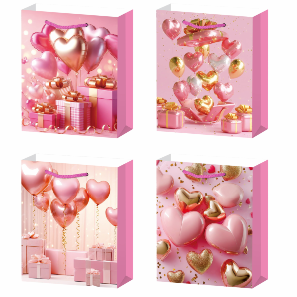 Dárková taška S - Růžové srdíčka