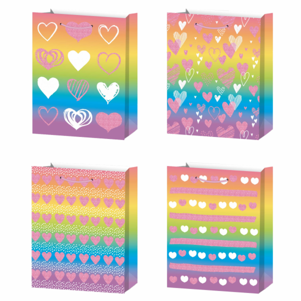 Dárková taška S - Duhová se srdíčky