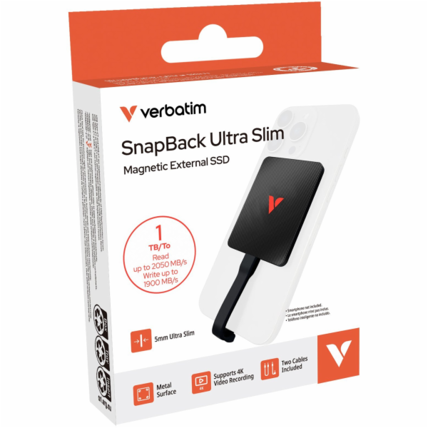 VERBATIM SnapBack Ultra Slim SSD 1TB,USB-C, černý