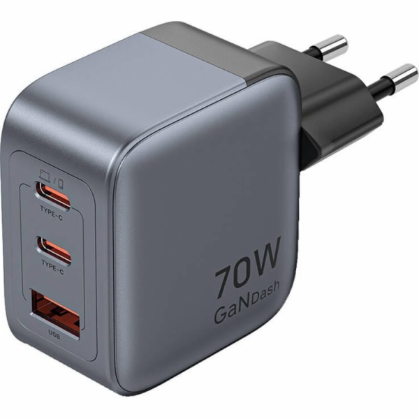 Ładowarka Vention 70W GaN PD 1x USB-A 2x USB-C czarna
