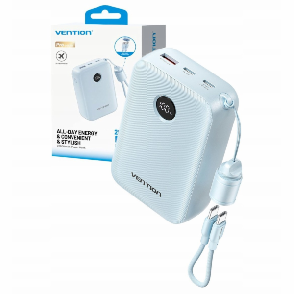 Powerbank Vention 20000mAh 2 x USB-C 1x USB-A z wyświetla...