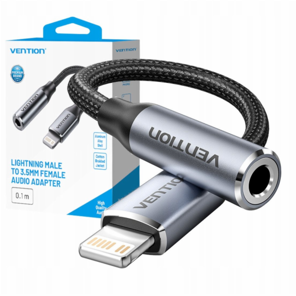 Adaptér Vention Lightning samec 3,5 mm jack 0,1 m