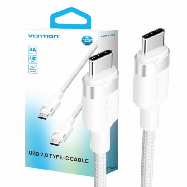 USB-C kabel na C Vention oplot 3A 480Mbps 60W 1m WH