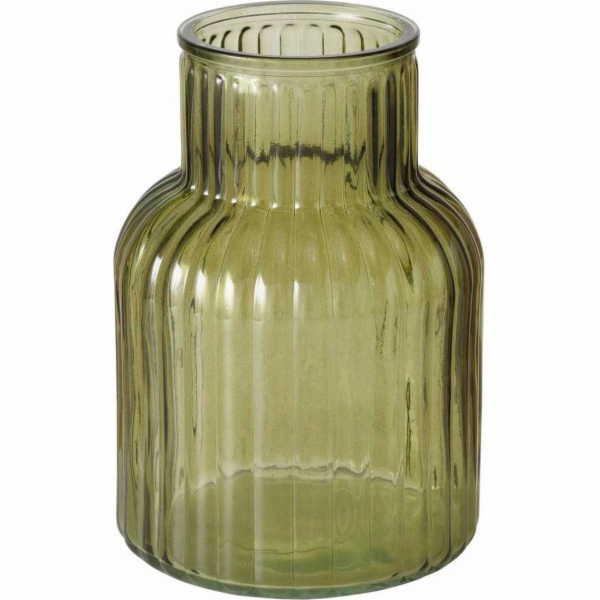 Boltze Skleněná váza RELEA, zelená, drážkované sklo, 20 cm