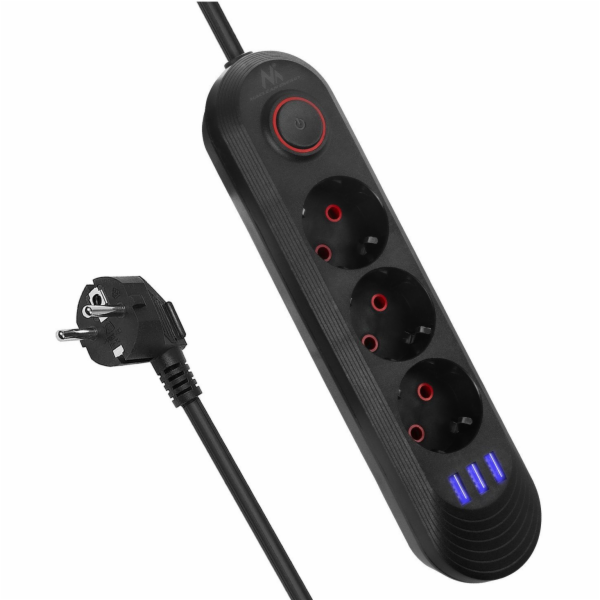 Napájecí lišta Maclean, 3zásuvkový prodlužovací kabel + 3...