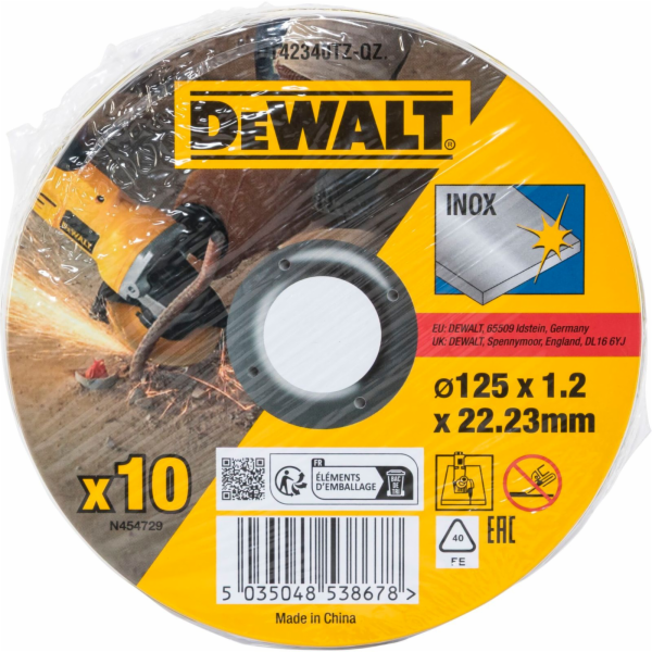 Dewalt kovový řezný kotouč 125x1,2x22,2mm 10 kusů Inox (D...