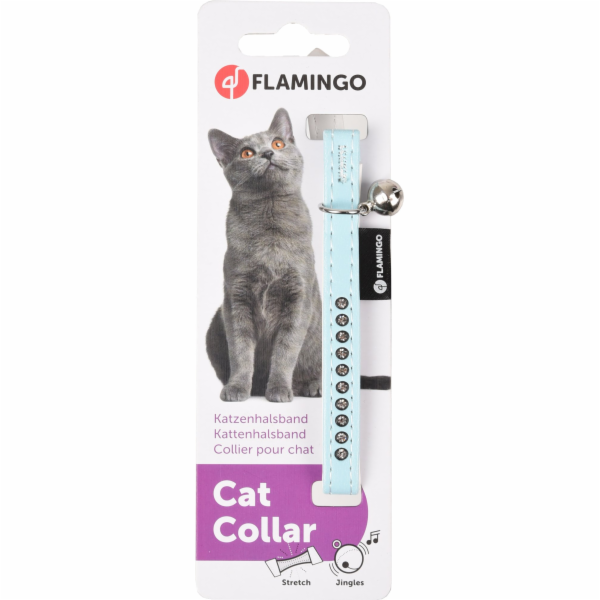 Flamingo Monte Carlo Obojek s rolničkou pro kočky modrý