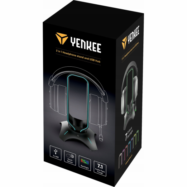 Herní hub a stojan Yenkee YHB 3003 Tower, 2x USB, podsvíc...