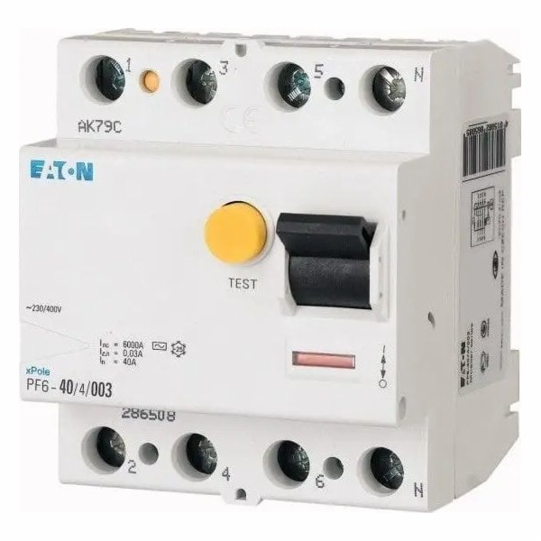 Proudový chránič Eaton 40A 4P 30mA PF6