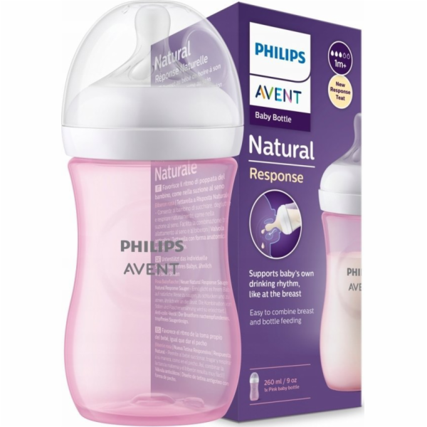Avent Láhev Avent Natural Response 260 ml růžová