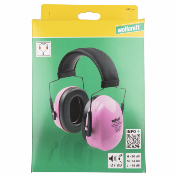 Wolfcraft Dětské chrániče sluchu, růžové 4961000